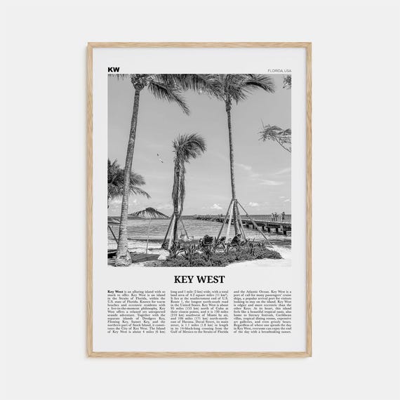 Key West Black and White Travel Poster, Florida