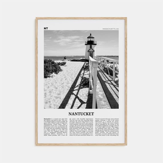 Nantucket Black and White Travel Poster, Massachusetts