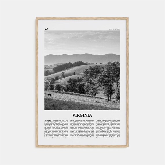 Virginia Black and White Travel Poster, Wall Art