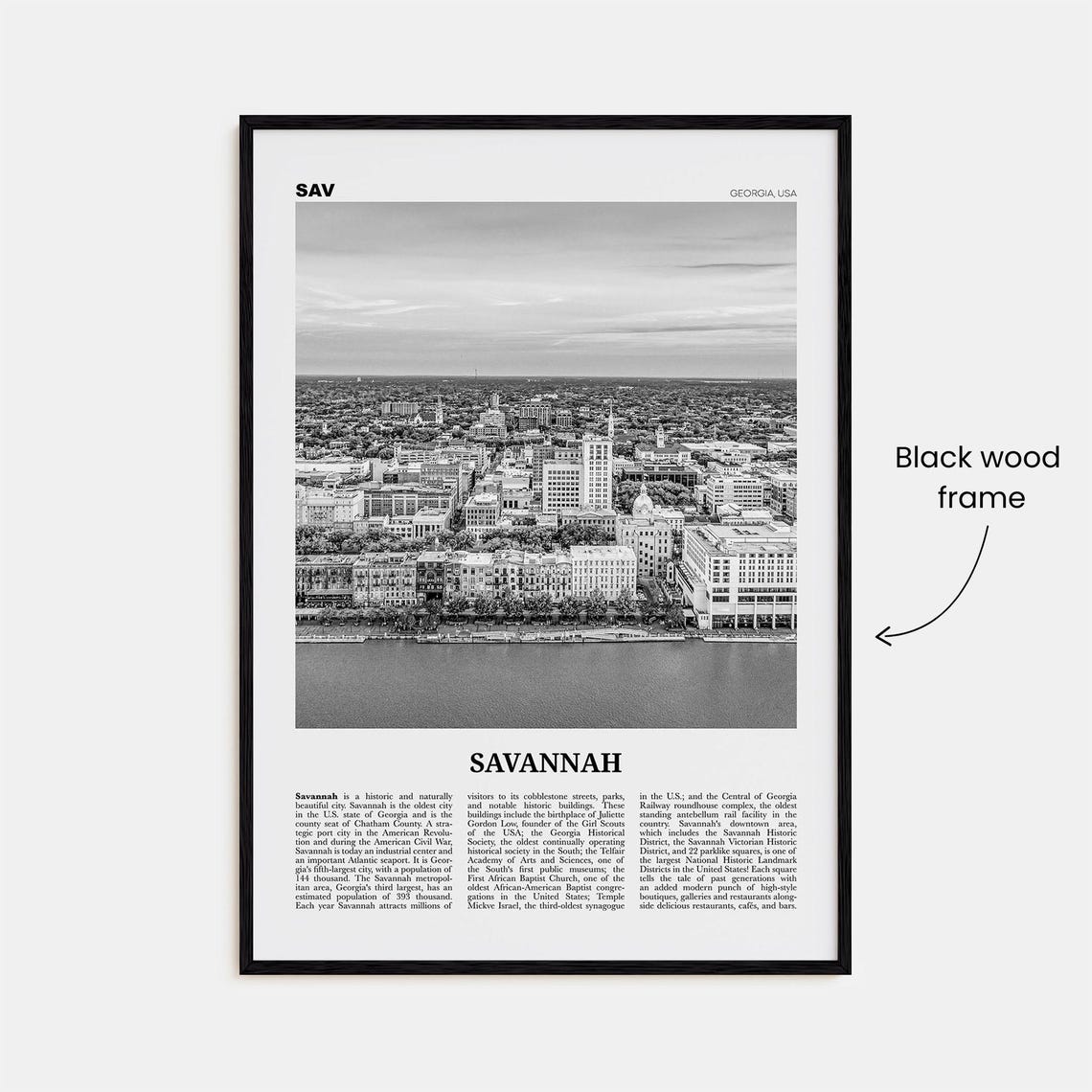 Savannah Print Black And White No 2 Savannah Wall Art Savannah Poster Savannah Photo Georgia Usa United States North America - Image 3