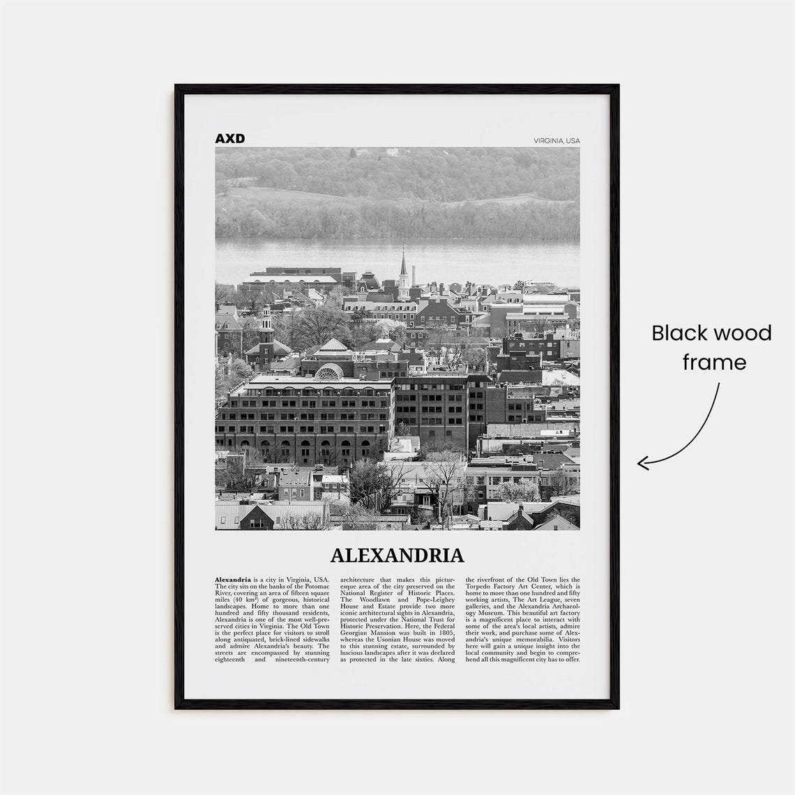 Alexandria Black And White Virginia Travel Poster - Image 3