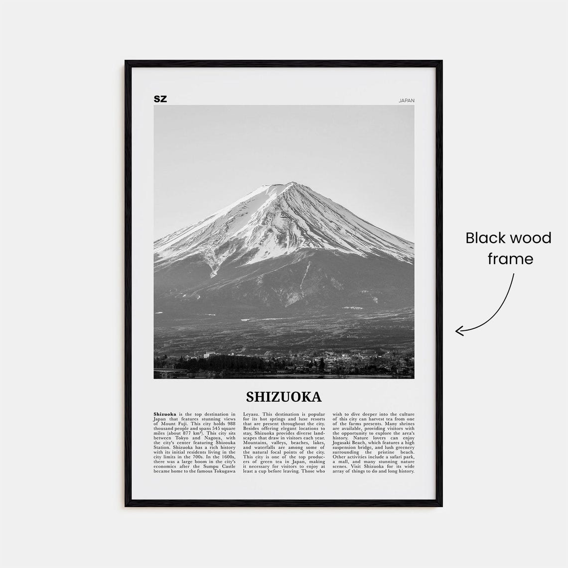 Shizuoka Print Black And White Shizuoka Wall Art Shizuoka Poster Shizuoka Photo Shizuoka Wall Dcor Shizuoka Map Japan - Image 3