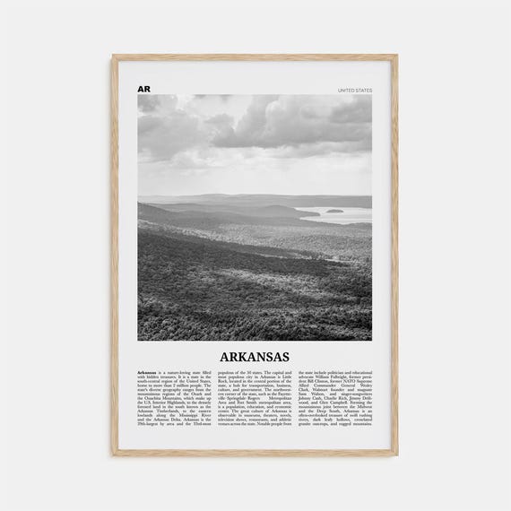 Arkansas Black And White Travel Poster, USA Wall Art