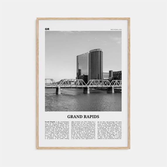 Grand Rapids Black And White Michigan Travel Poster