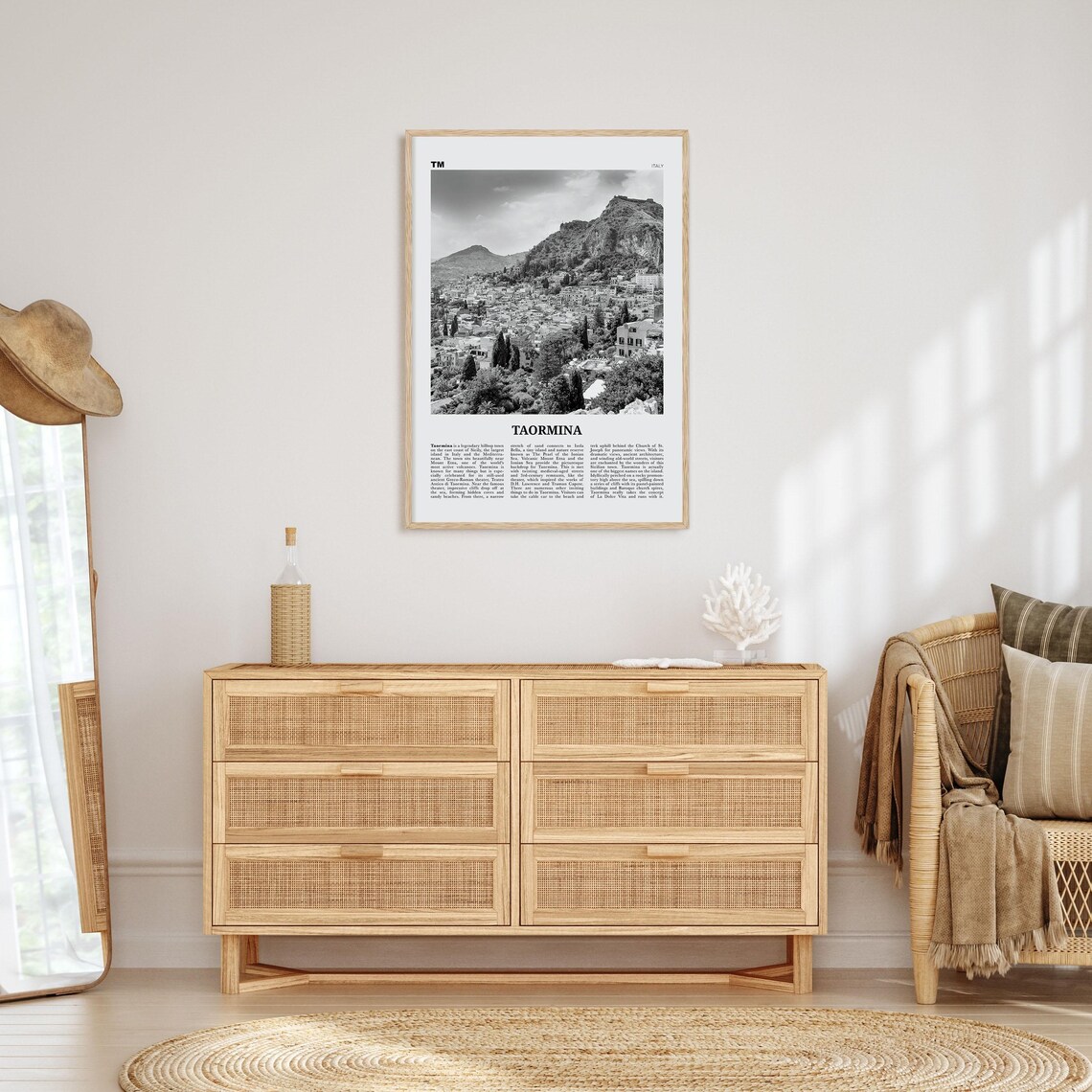 Taormina Map Italy Travel Poster, Black and White - Image 4