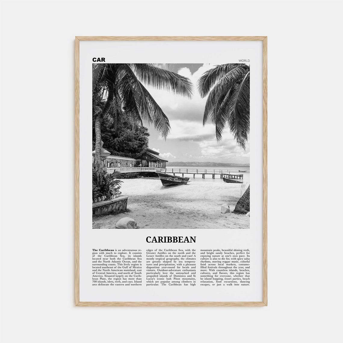 Black And White Caribbean Travel Wall Art Print