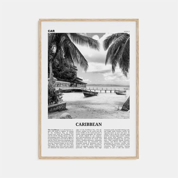 Black And White Caribbean Travel Wall Art Print