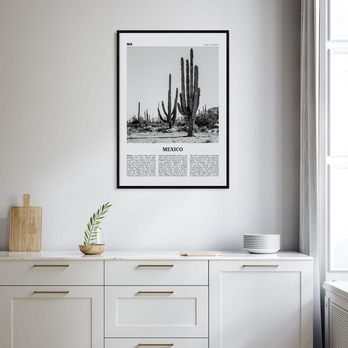 Mexico Black And White Travel Poster, Wall Art Print - Image 2