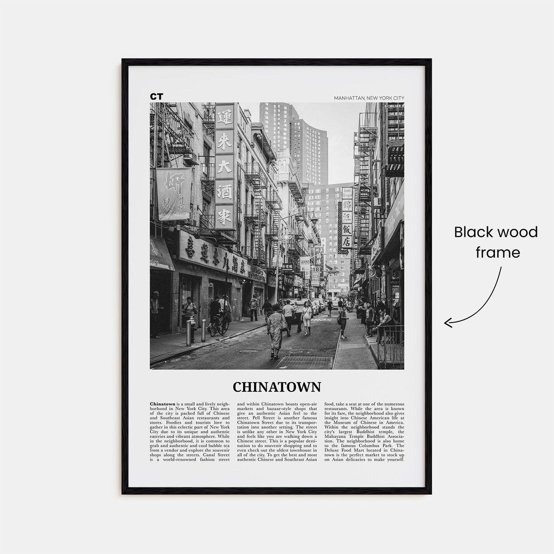 Chinatown Black and White, New York City Travel Poster - Image 3