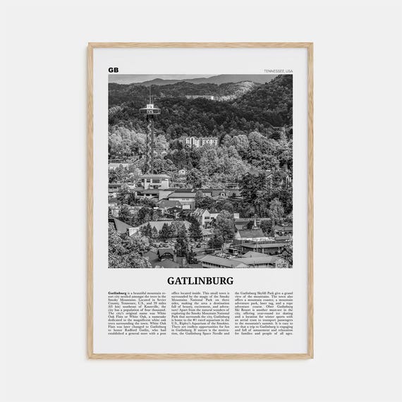 Gatlinburg Black and White Travel Poster, Tennessee