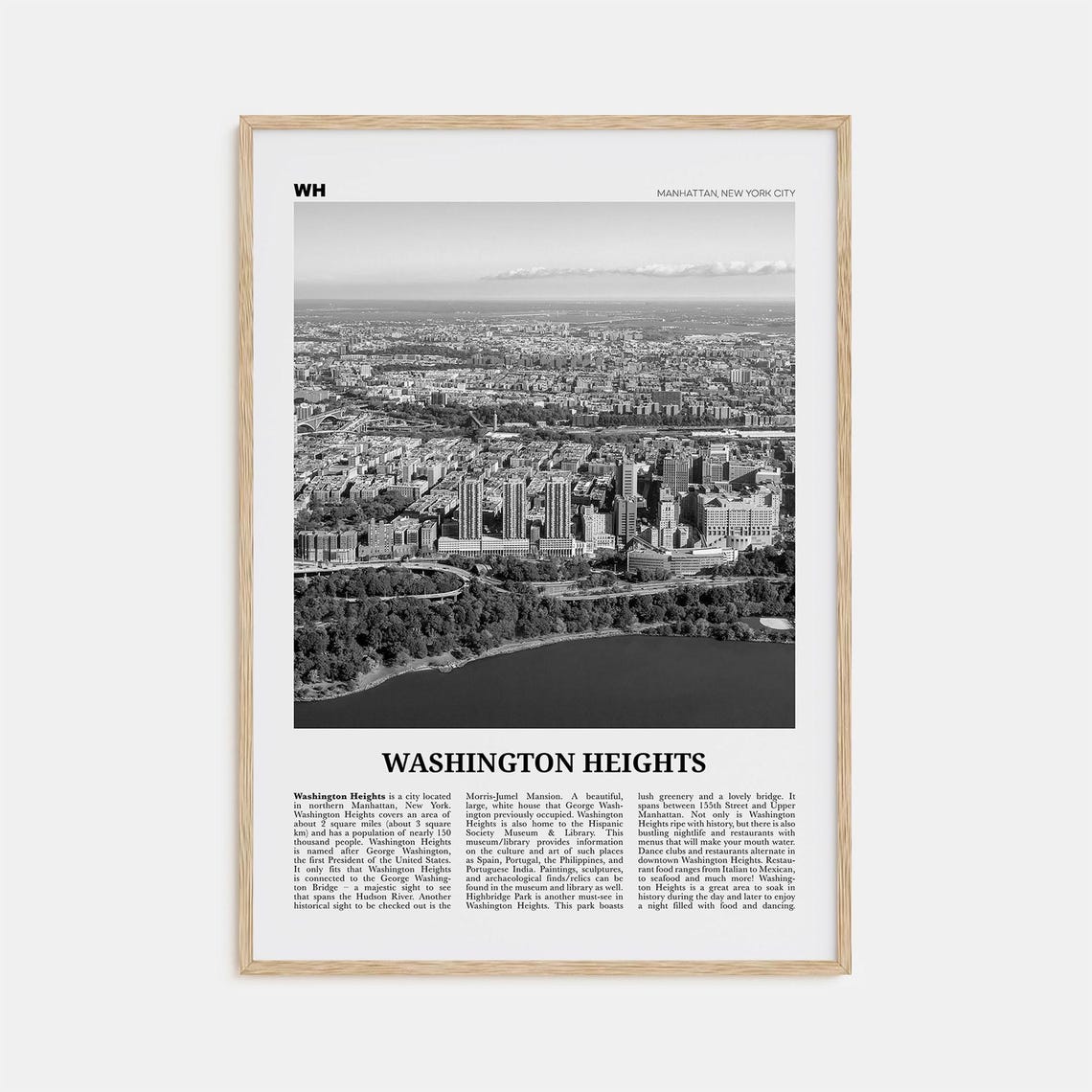Washington Heights Black And White Travel Poster