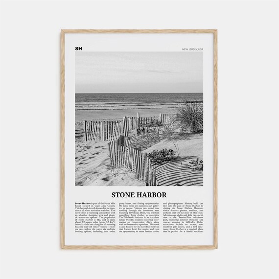 Stone Harbor Black and White New Jersey Travel Poster