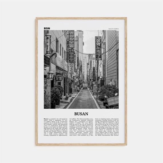 Busan Black and White Travel Poster, South Korea