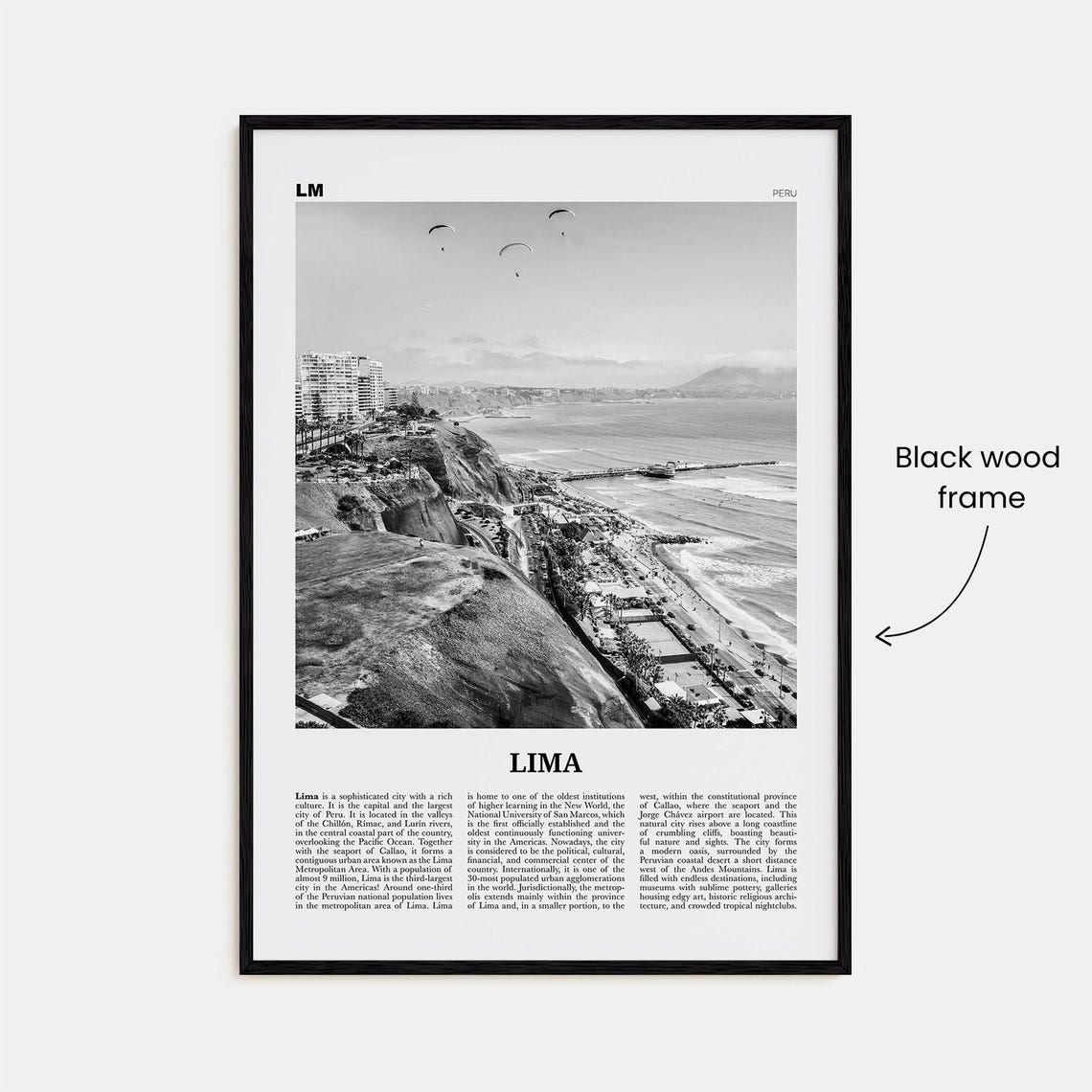 Lima Black and White No. 1 Travel Poster, Peru - Image 3