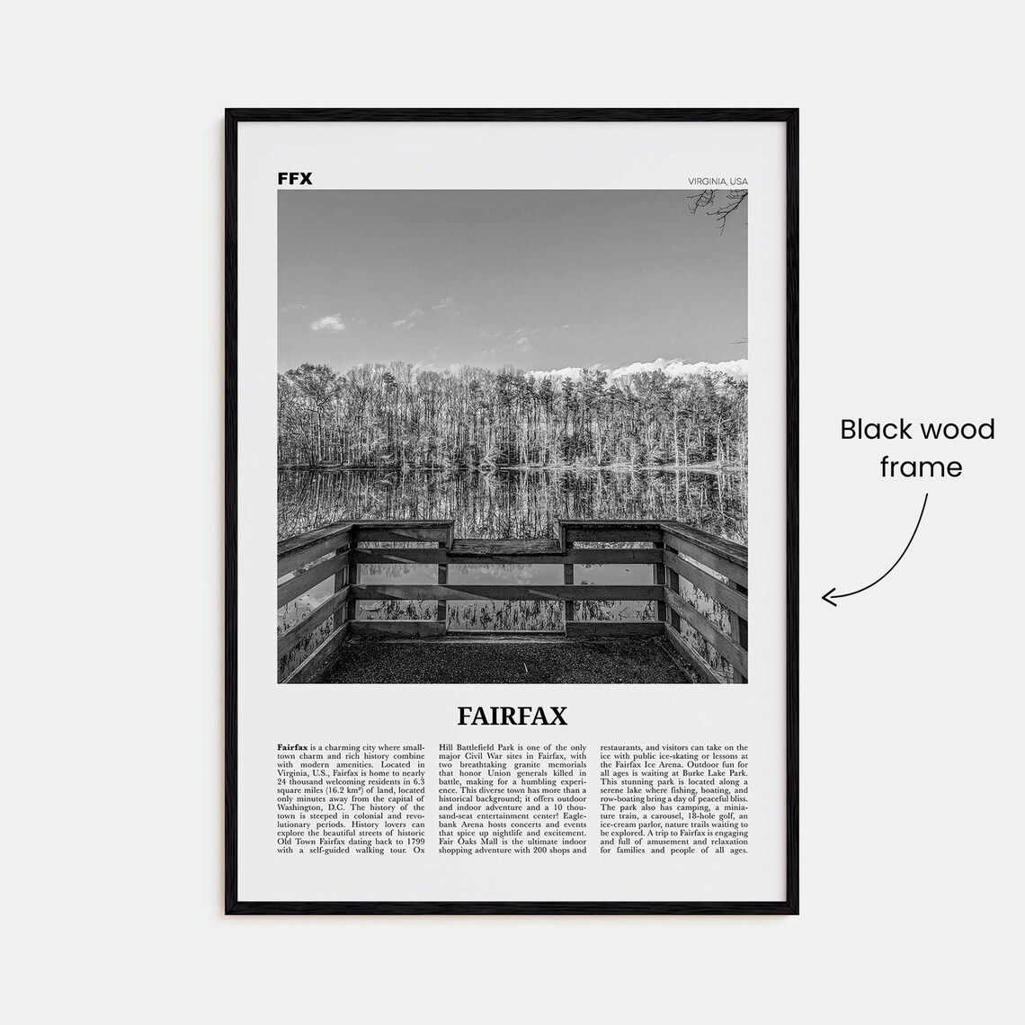 Fairfax Print Black And White Virginia Fairfax Wall Art Fairfax Poster Fairfax Photo Fairfax Wall Dcor Virginia United States - Image 3