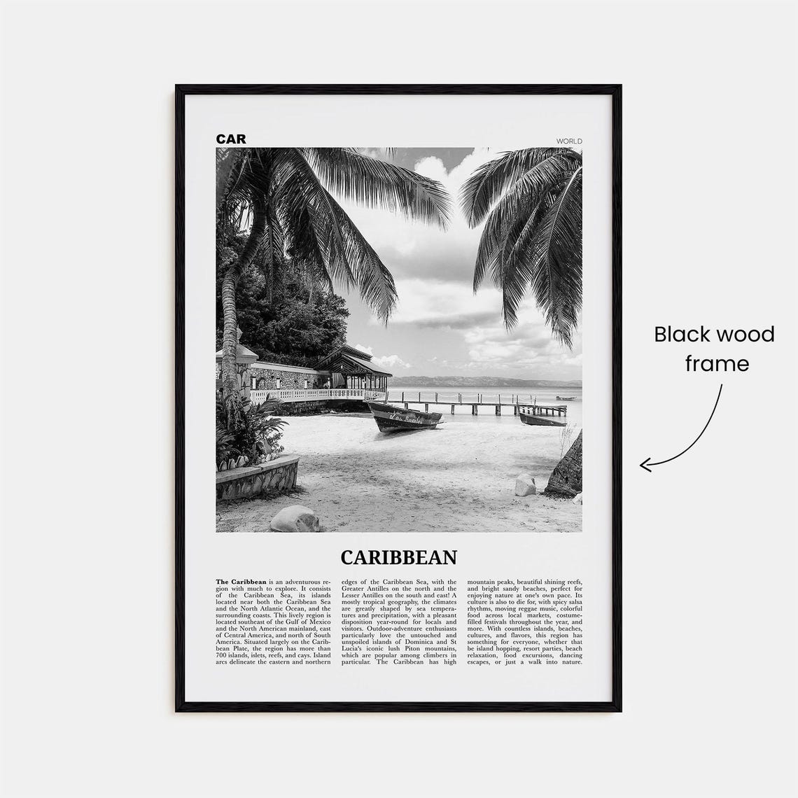 Black And White Caribbean Travel Wall Art Print - Image 3