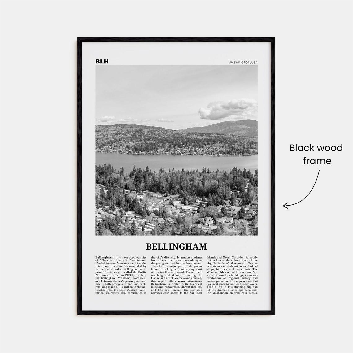 Bellingham Black and White Travel Poster, Washington - Image 3