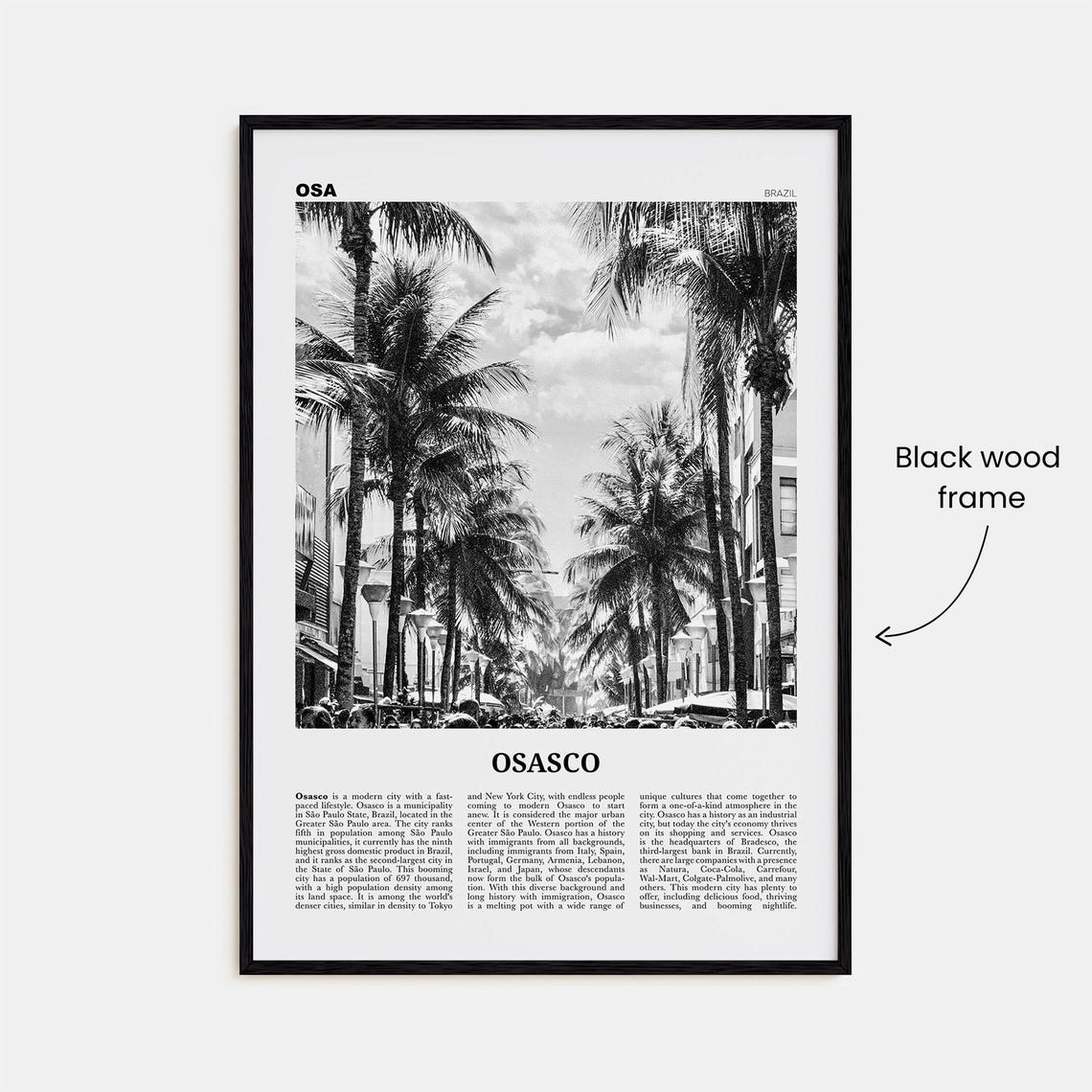 Osasco Black And White Travel Poster, Brazil - Image 3