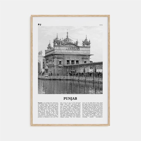 Punjab Black and White Travel Poster, India Wall Art