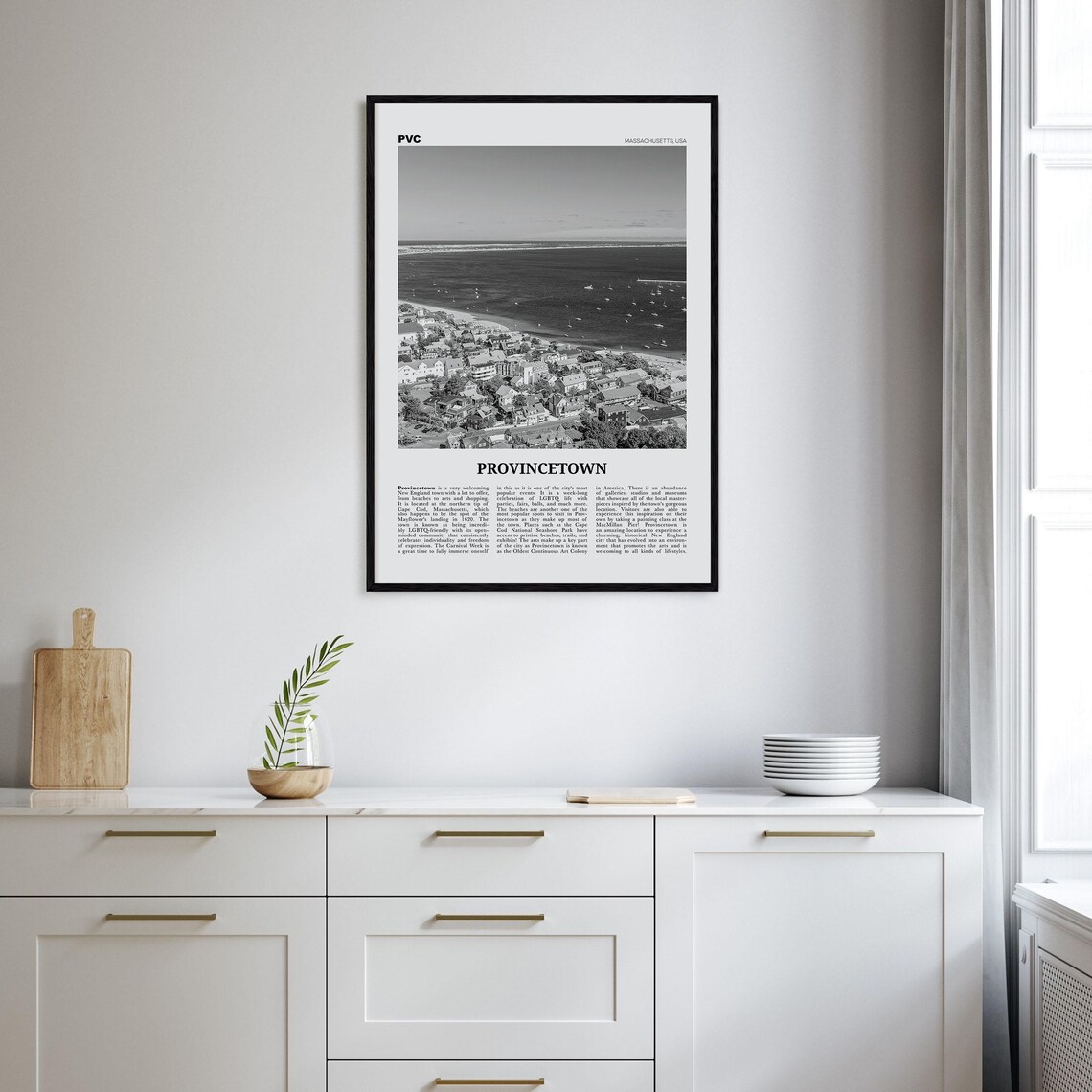 Provincetown Black and White Massachusetts Travel Poster - Image 2