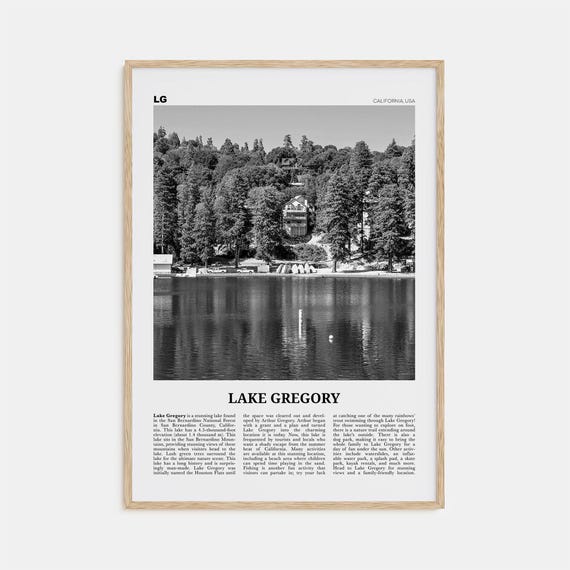Lake Gregory Black and White Travel Poster