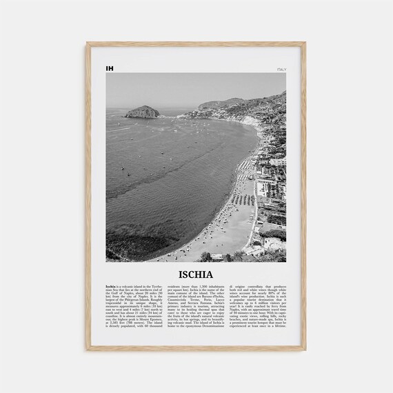 Ischia Black and White Travel Poster, Italy Photo