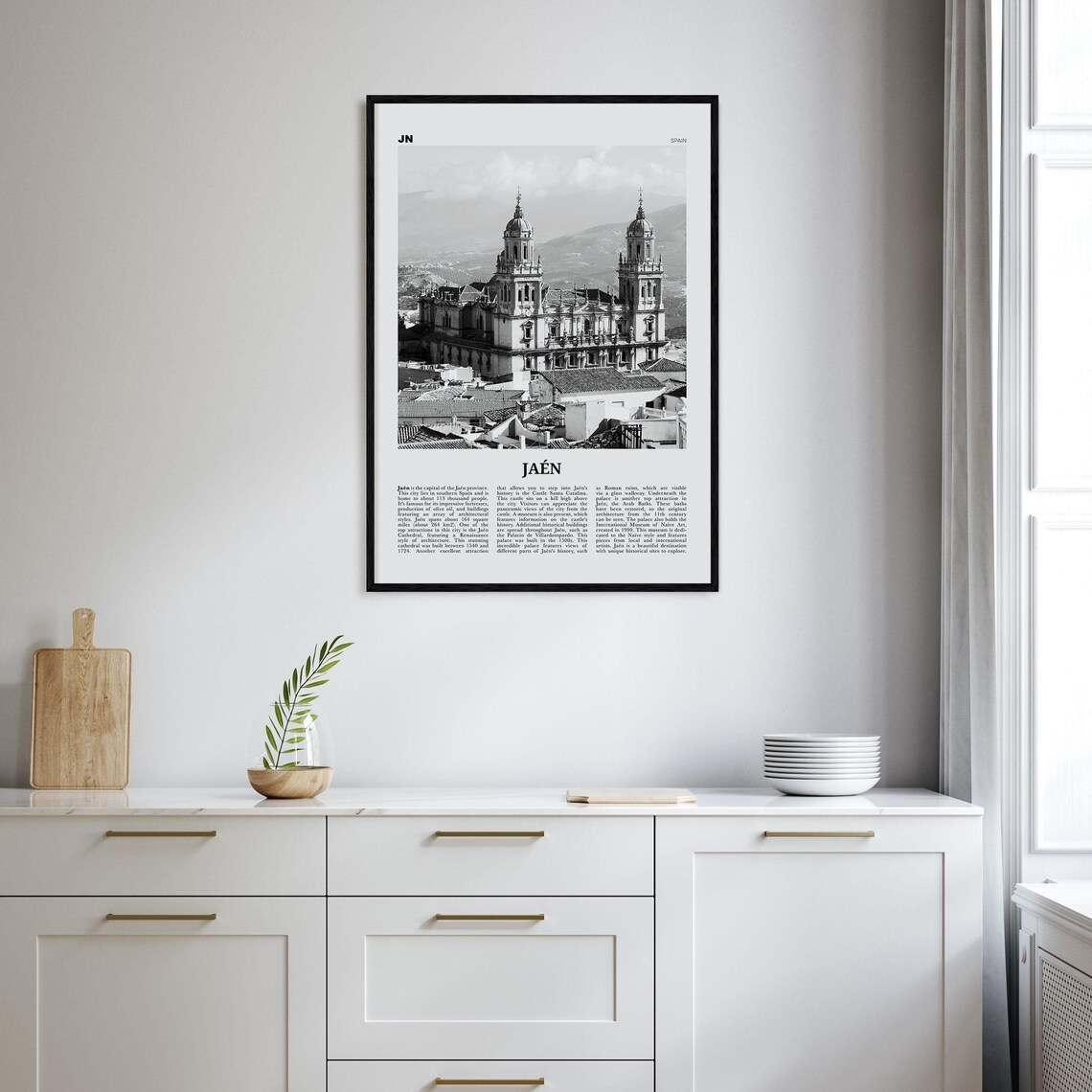 Jaen, Spain Travel Poster in Black and White - Image 2