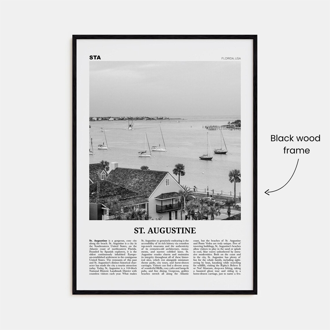 St Augustine Black And White No. 1 Travel Poster - Image 3