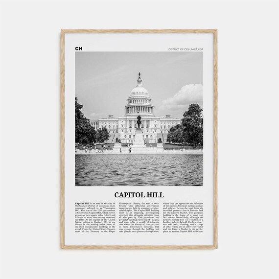 Capitol Hill Black And White Washington Travel Poster