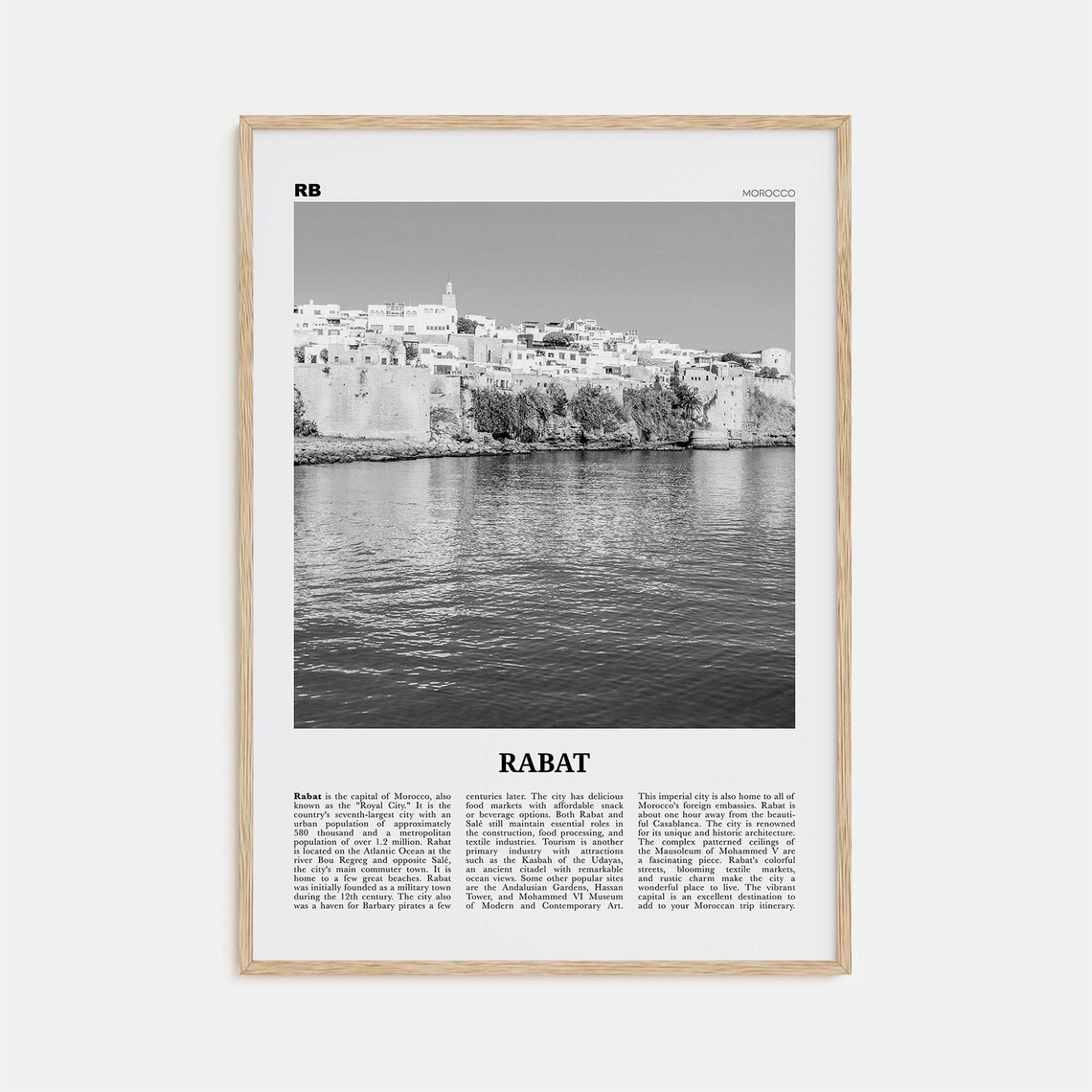 Rabat Black and White Travel Poster, Morocco Photo