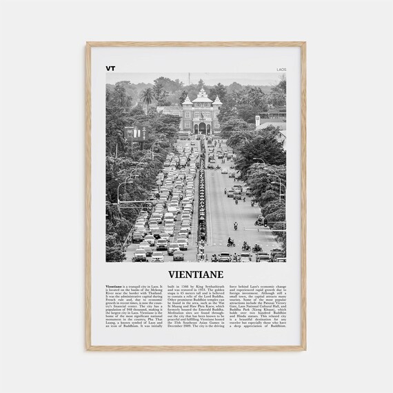 Vientiane Black and White Travel Poster, Laos
