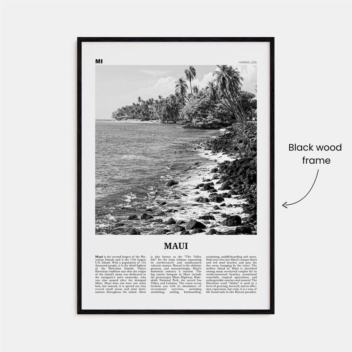 Maui Print Black And White No 3 Maui Wall Art Maui Poster Maui Photo Maui Wall Dcor Hawaii Usa United States North America - Image 3