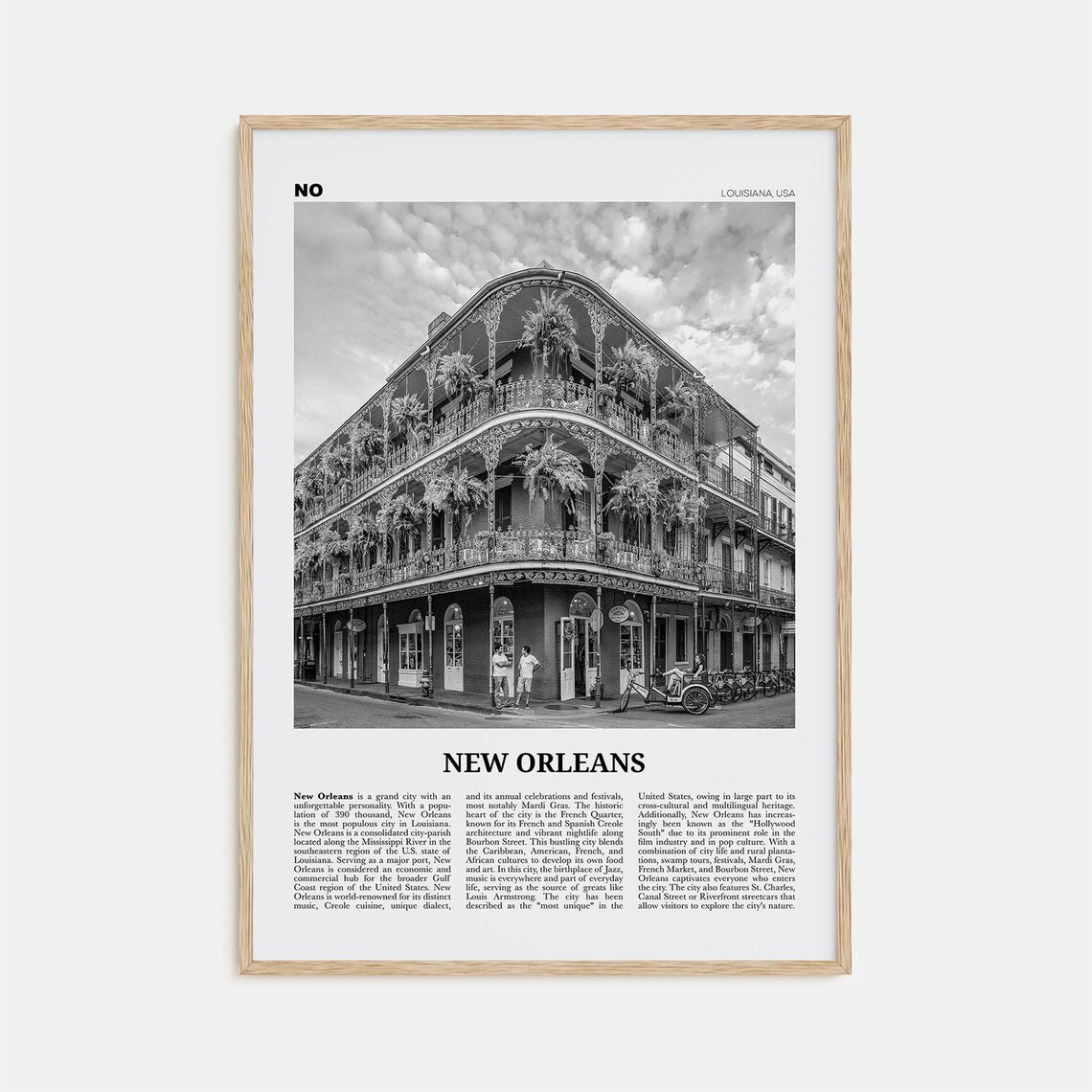 New Orleans Black and White Art Print, Louisiana