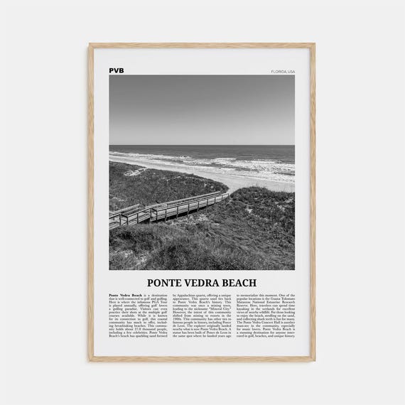 Ponte Vedra Beach Black and White Travel Poster