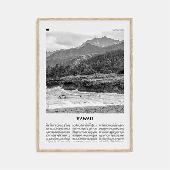 Hawaii Black And White No 1 Travel Poster