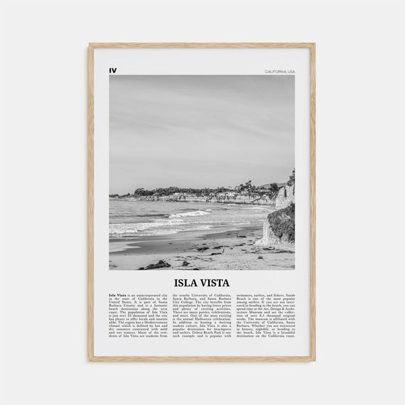 Isla Vista Black-and-White Travel Poster, California