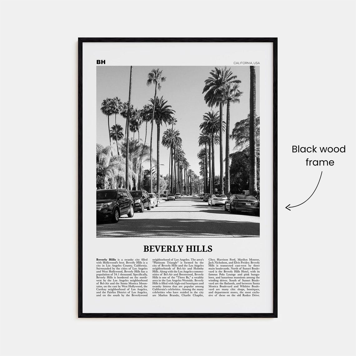 Beverly Hills Black And White Travel Poster - Image 3