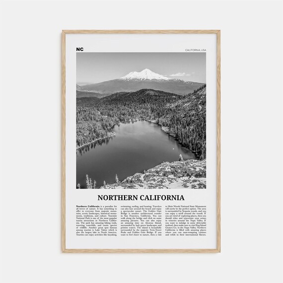 Northern California Black and White Travel Poster