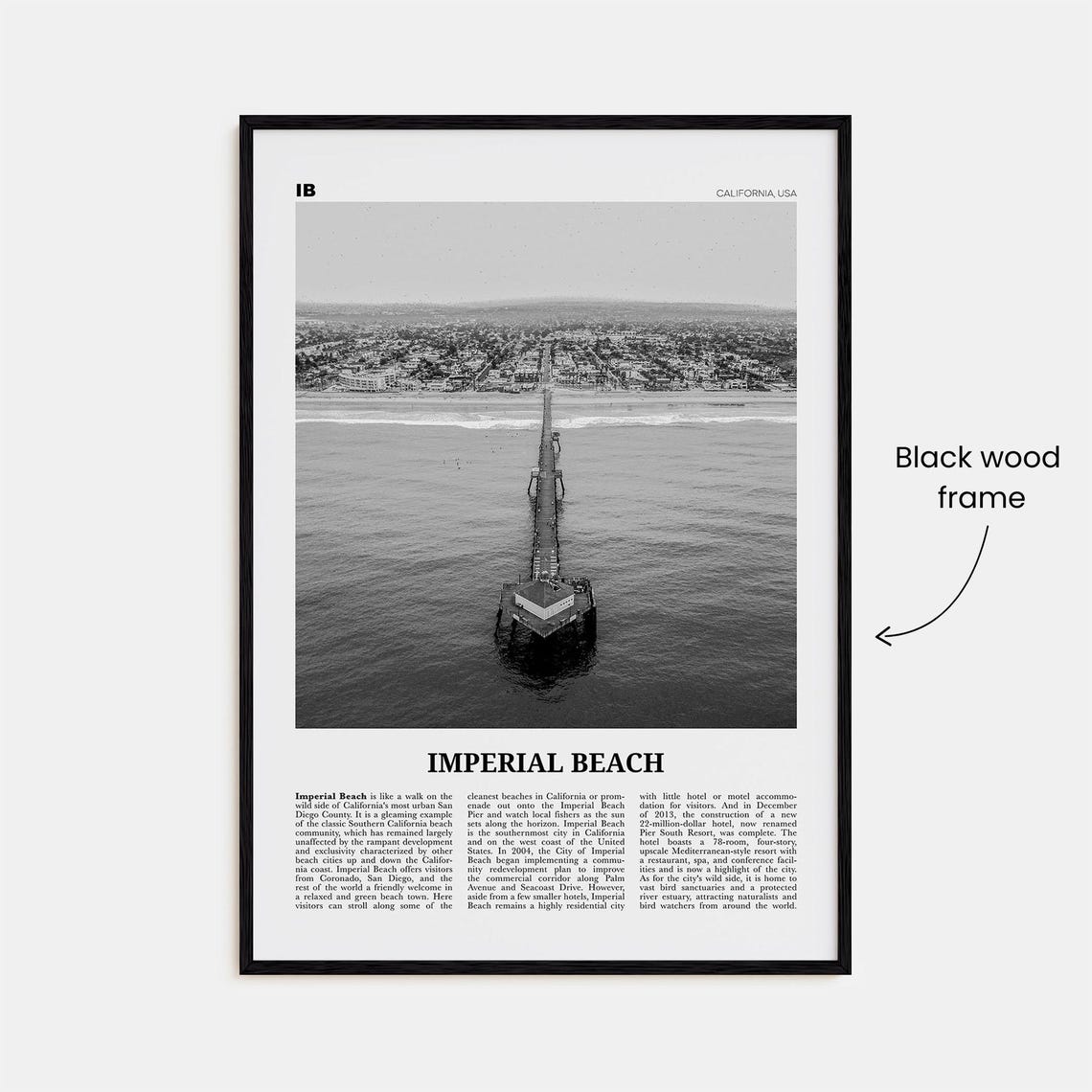 Imperial Beach Black And White Travel Poster - Image 3
