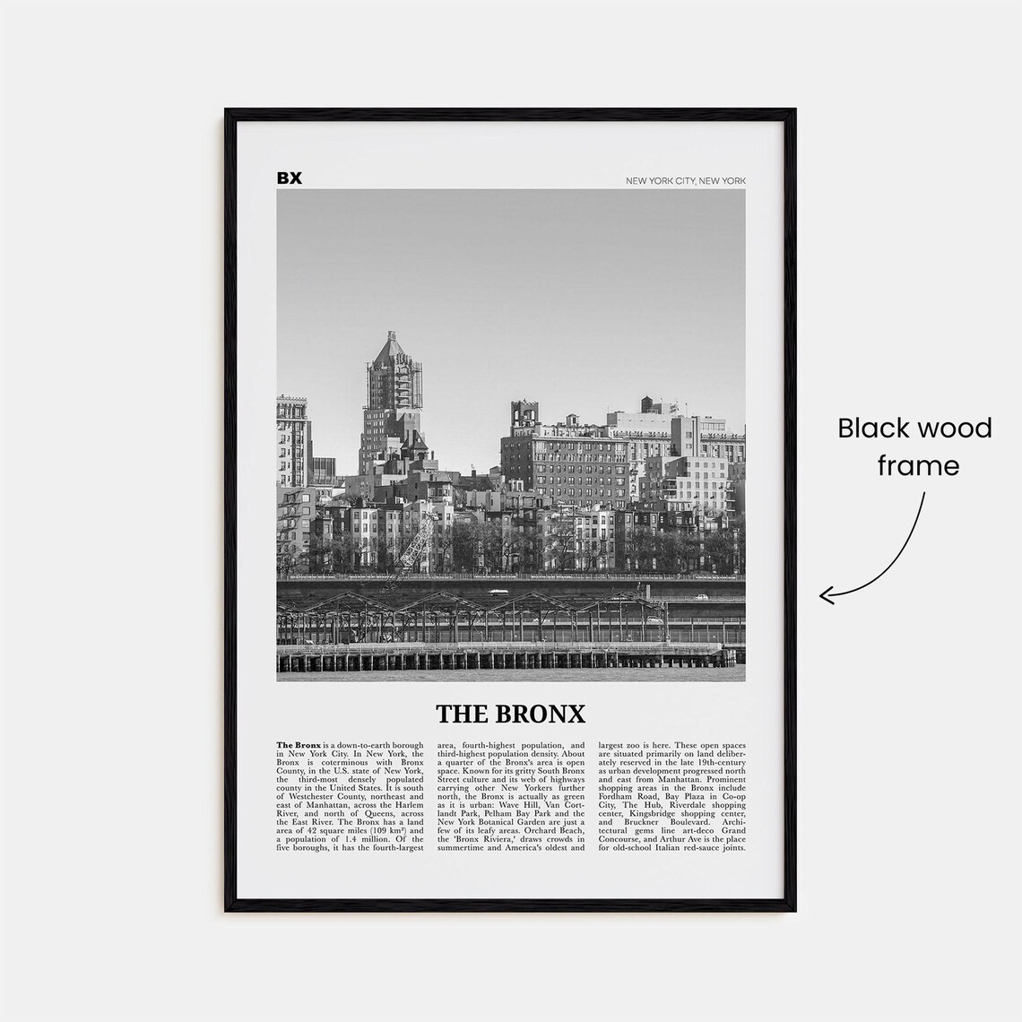 The Bronx Black And White New York Travel Poster Print - Image 3