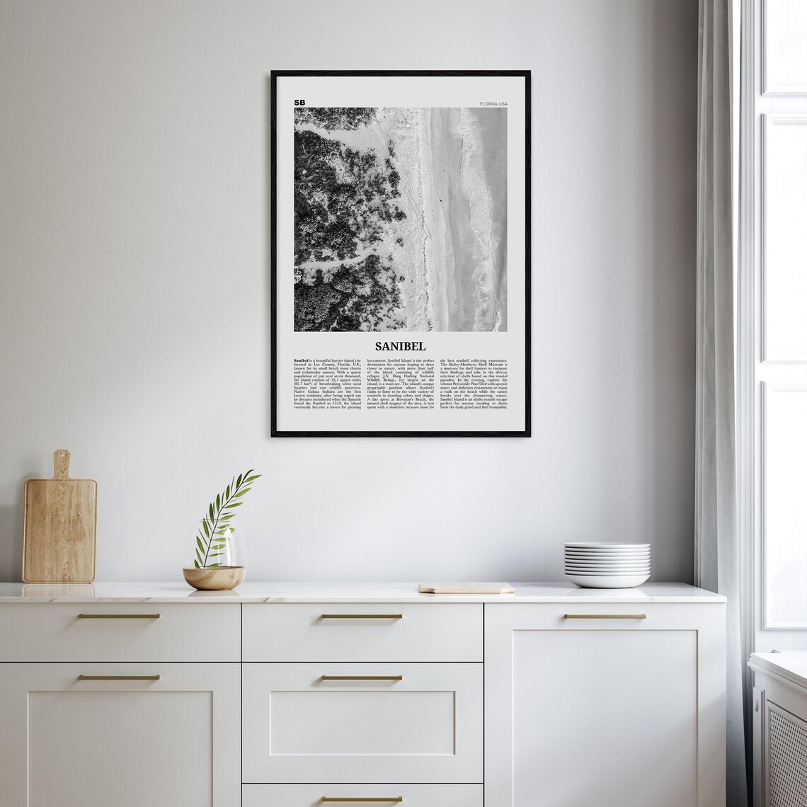 Sanibel Black And White Travel Poster, Florida USA - Image 2