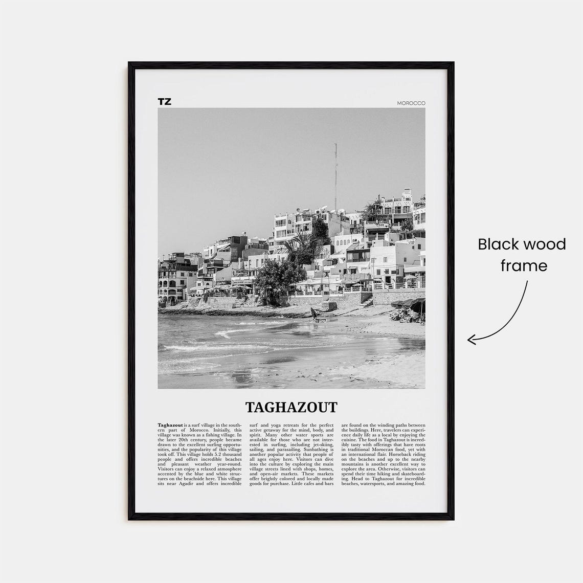 Taghazout Black and White Travel Poster, Morocco - Image 3
