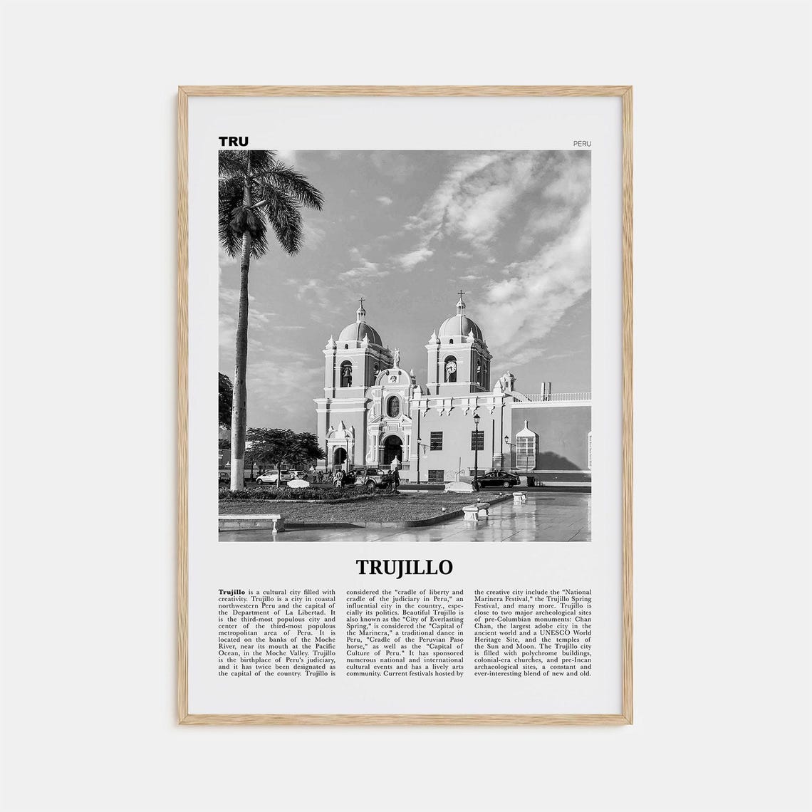 Trujillo, Peru Black and White Poster Print, South America