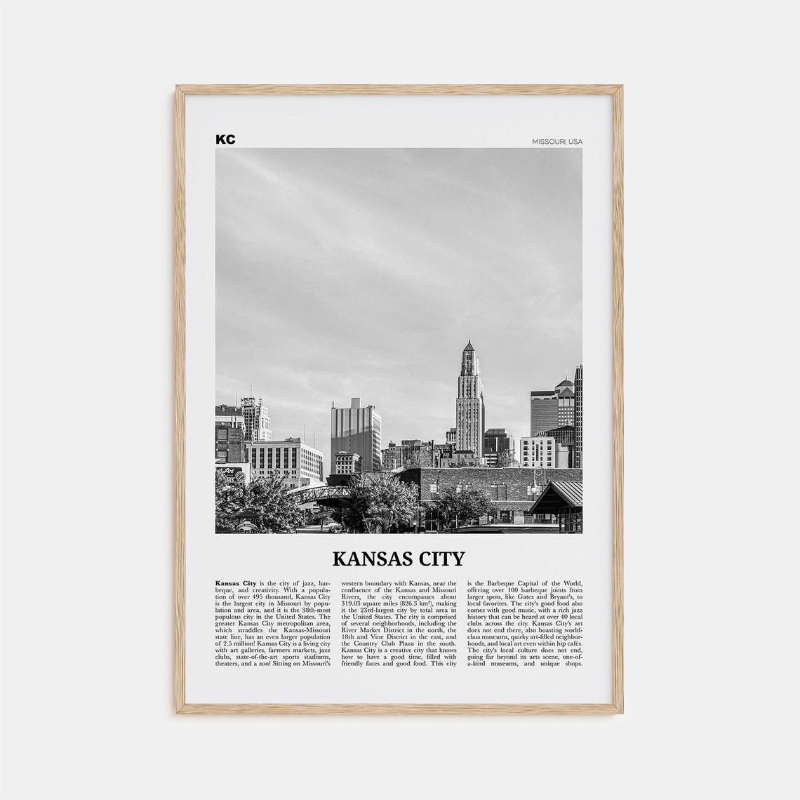 Kansas City Print Black And White No 2 Kansas City Wall Art Kansas City Poster Kansas City Photo Missouri Usa United States