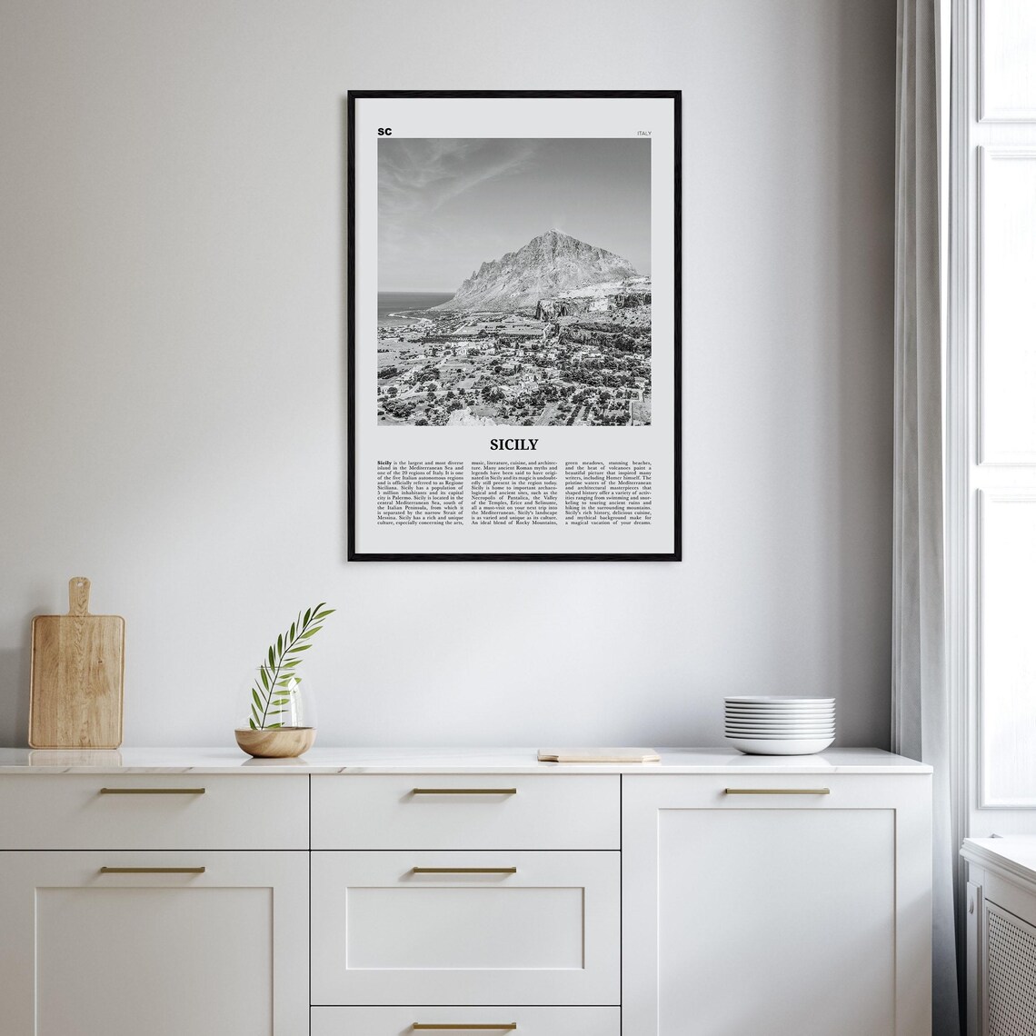 Sicily Black And White Travel Poster, Palermo Catania - Image 2