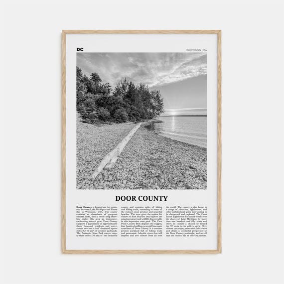 Door County Black and White Travel Poster, Wisconsin