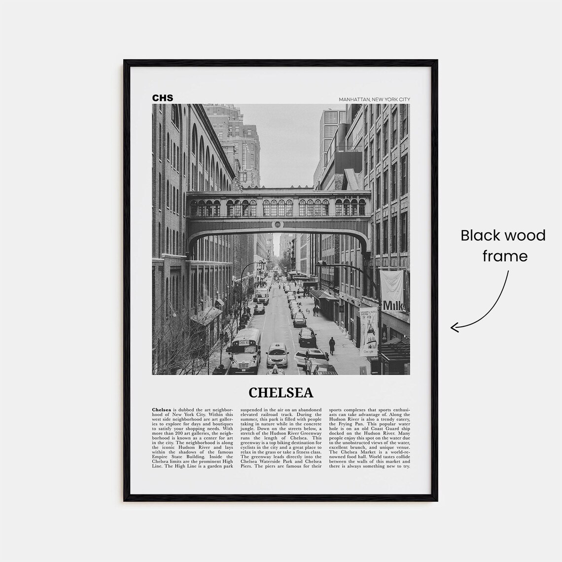 Chelsea, New York Black and White Travel Poster Print - Image 3