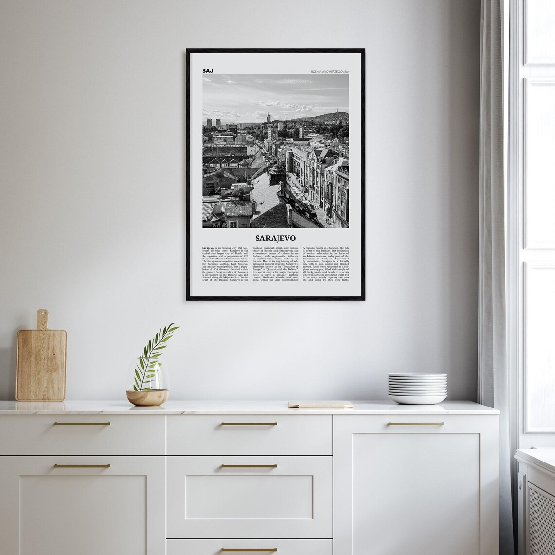 Sarajevo Black and White Travel Poster, Europe - Image 2