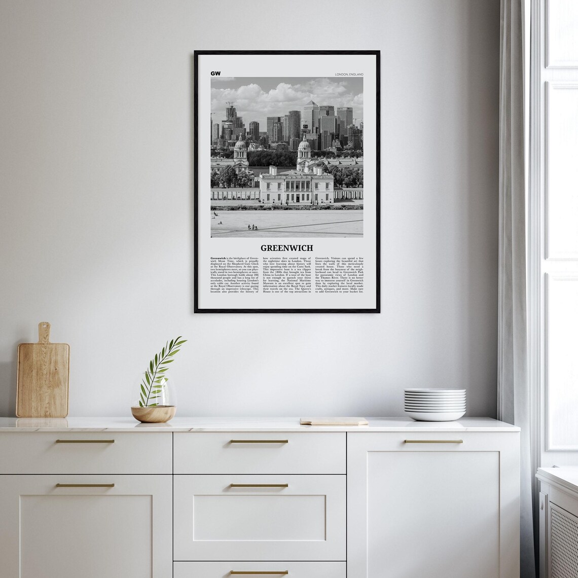 Greenwich Black and White London Travel Poster - Image 2