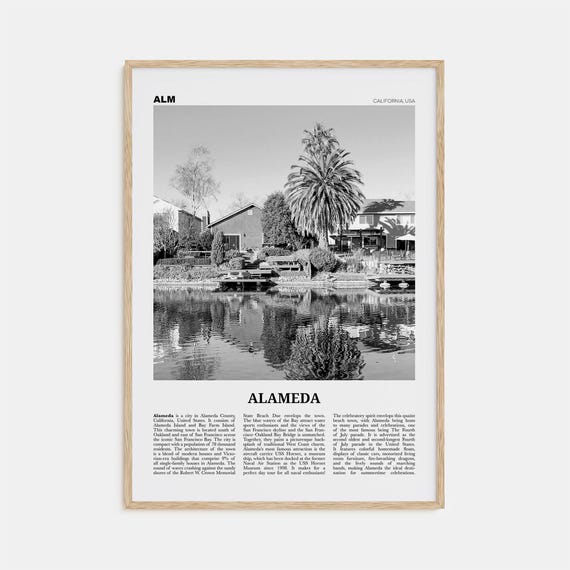 Alameda Black and White Travel Poster, California